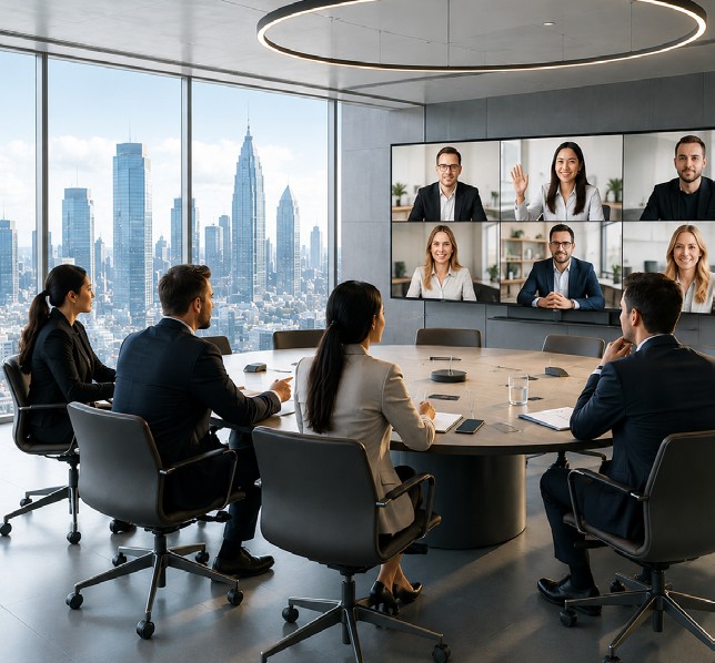 Executive roundtable with hybrid virtual participants